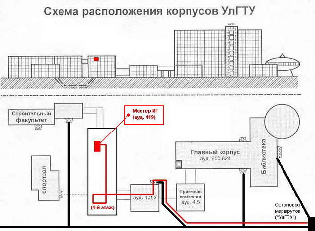 Схема расположения корпусов омгту